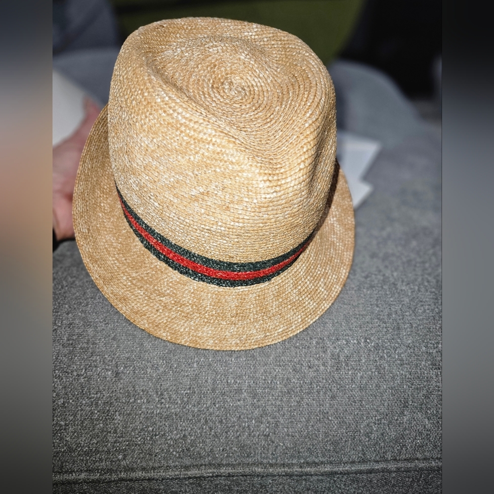Gucci Trilby Straw Hat with Red and Green Stripe Size M EUC COMES W/ TAGS& BOX - Picture 5 of 16